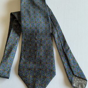 Vintage Henri Christian Men’s Blue/green/gold Tie Pre-owned